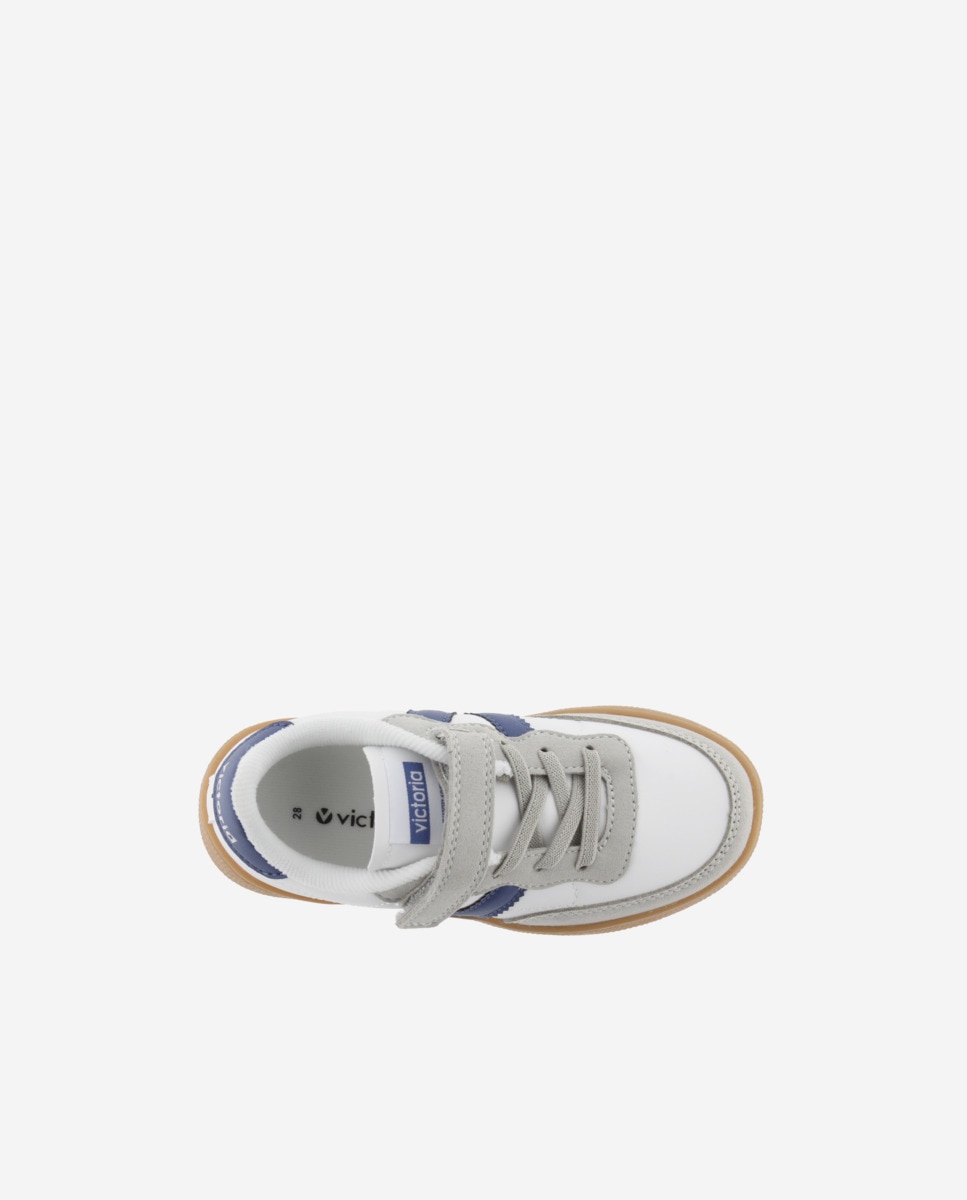 Zapatillas deportivas de niños con piezas de color y suela caramelo - Victoria - Azul marino Azul marino-4