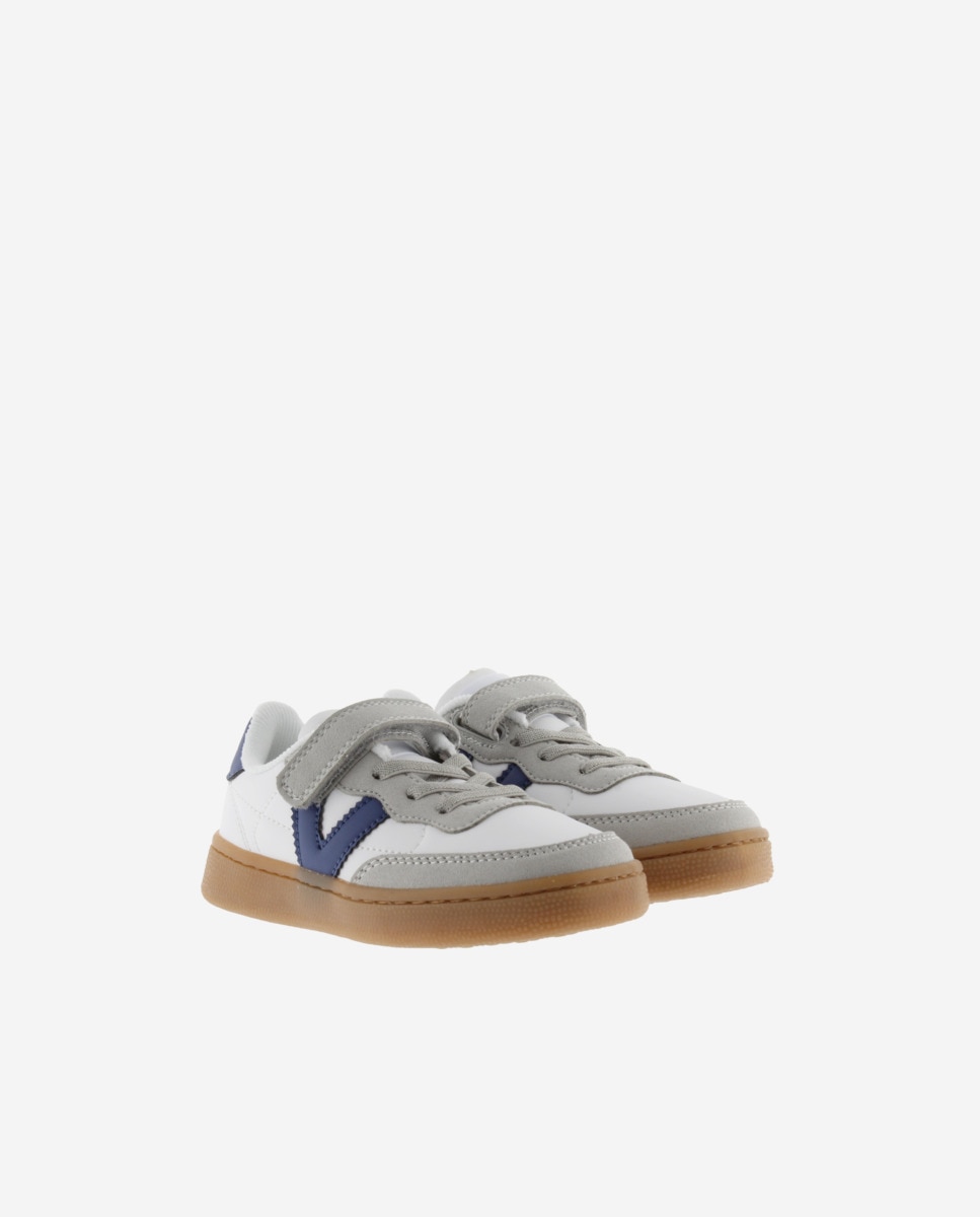 Zapatillas deportivas de niños con piezas de color y suela caramelo - Victoria - Azul marino Azul marino-5