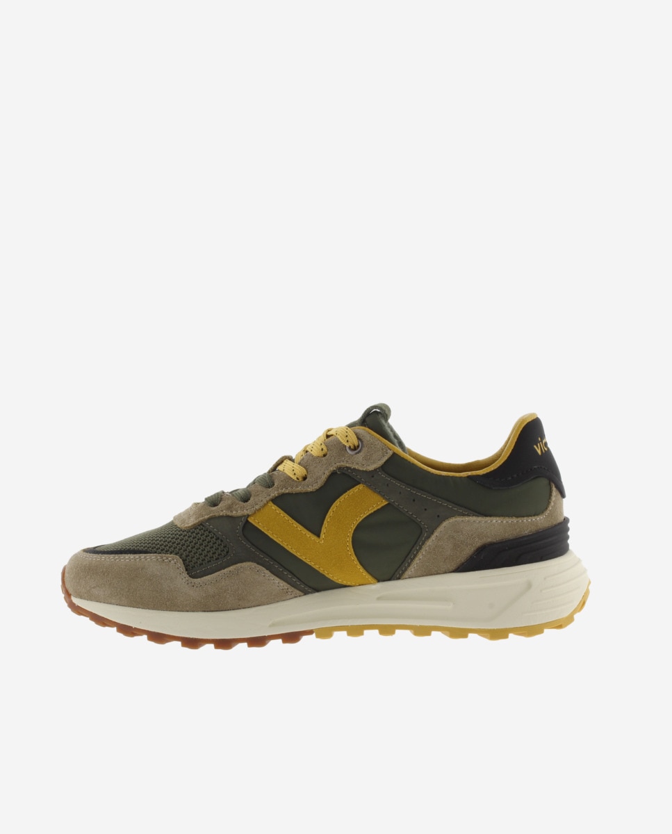 Zapatillas deportivas unisex con piezas de color y serraje - Victoria - Kaki Kaki-2
