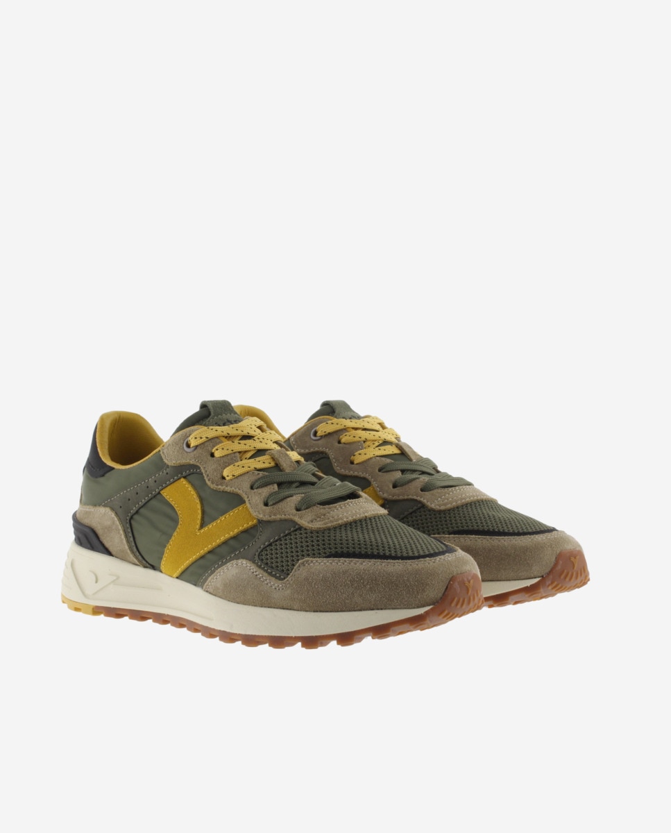 Zapatillas deportivas unisex con piezas de color y serraje - Victoria - Kaki Kaki-5