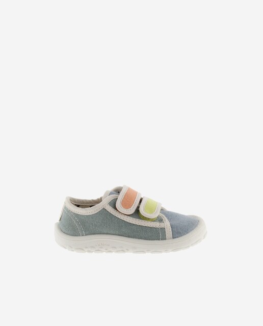 Imagen 0 de Zapatillas de lona de niños barefoot con doble cierre adherente y ribete en contraste