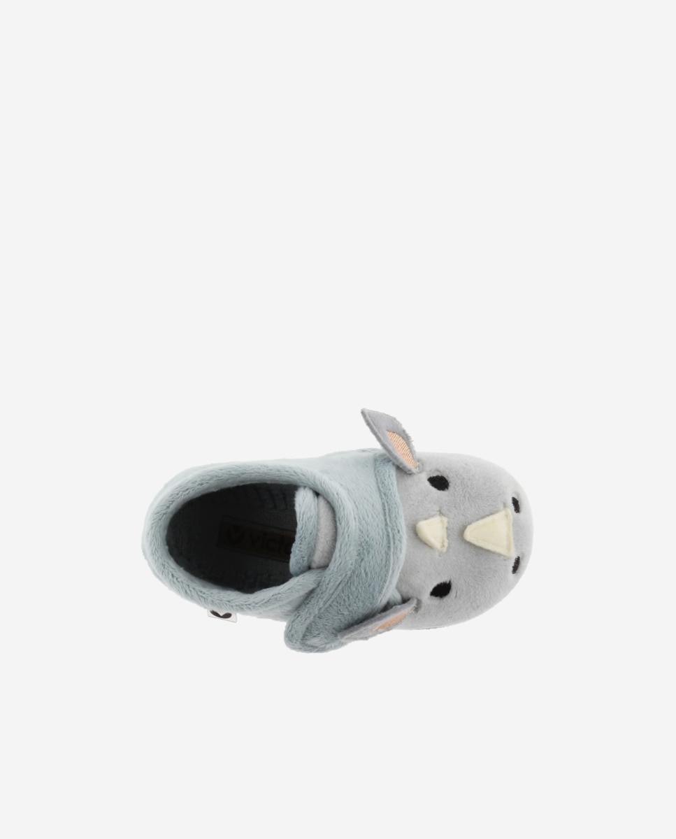 Zapatillas de casa cerradas de bebés de pelo animalitos con tira adherente y suela al tono - Victoria - Cielo Cielo-4