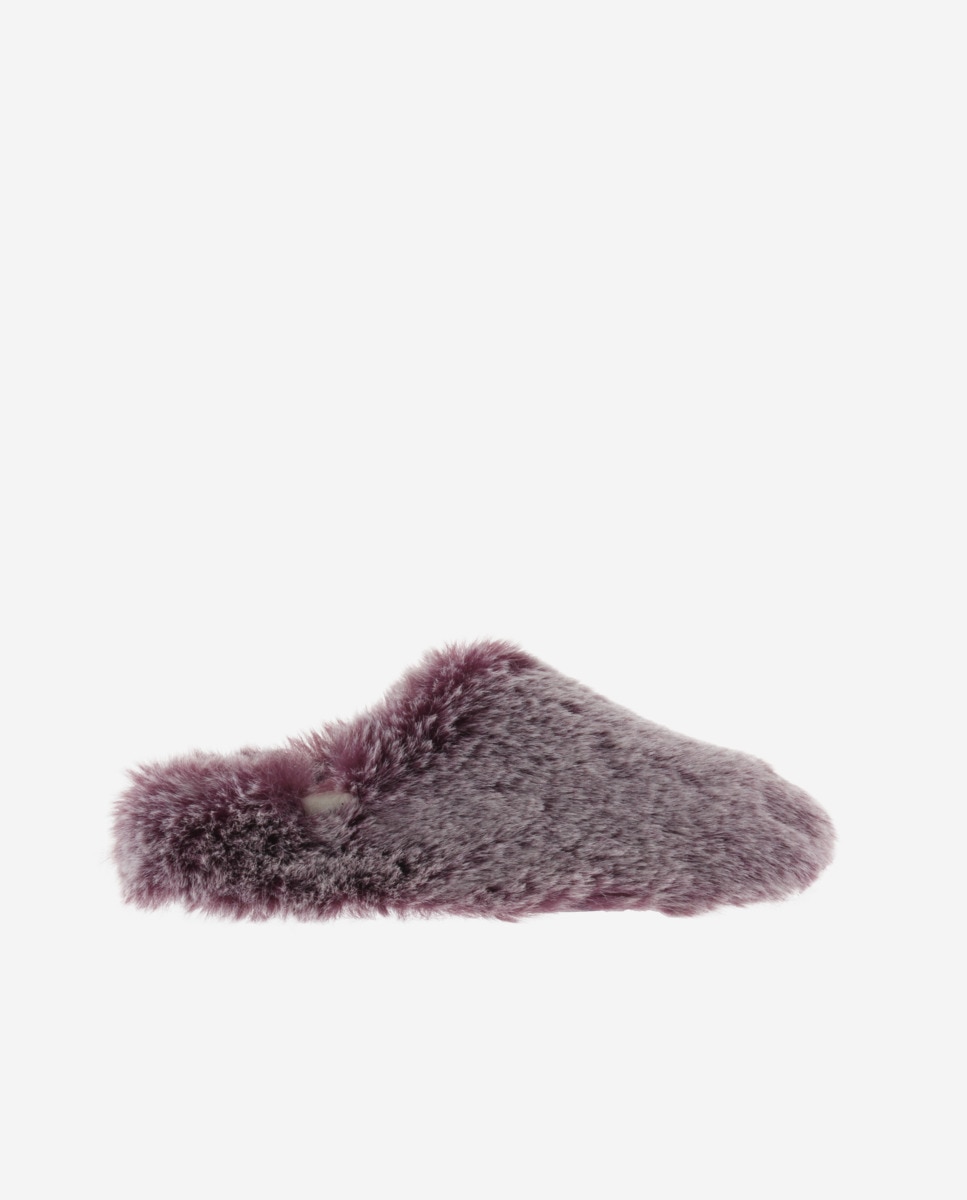 Zapatillas de casa abiertas de mujer de pelo - Victoria - Burdeos Burdeos-1