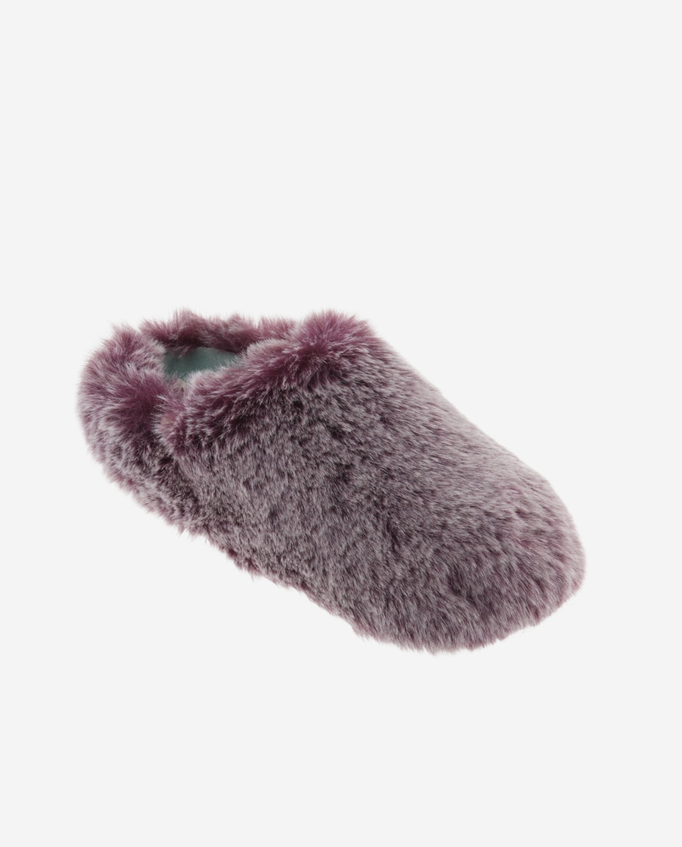 Zapatillas de casa abiertas de mujer de pelo - Victoria - Burdeos Burdeos-3