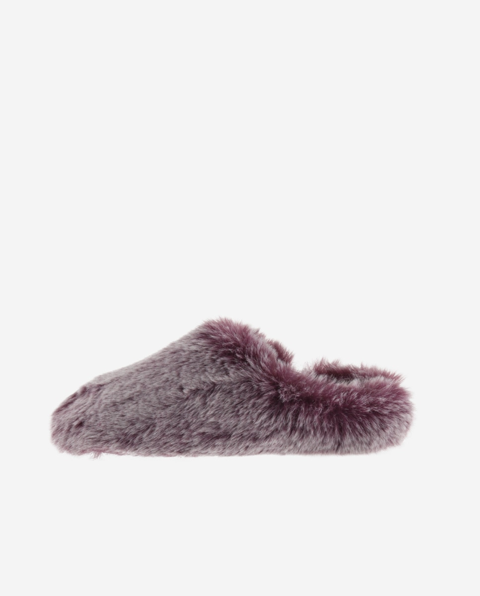 Zapatillas de casa abiertas de mujer de pelo - Victoria - Burdeos Burdeos-2