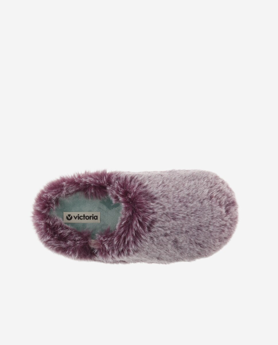 Zapatillas de casa abiertas de mujer de pelo - Victoria - Burdeos Burdeos-4