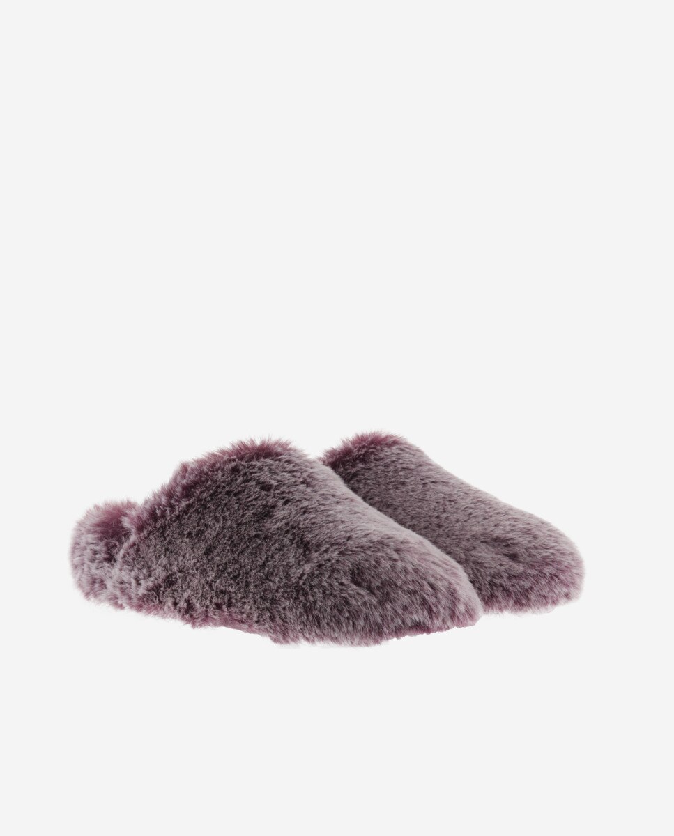 Zapatillas de casa abiertas de mujer de pelo - Victoria - Burdeos Burdeos-5