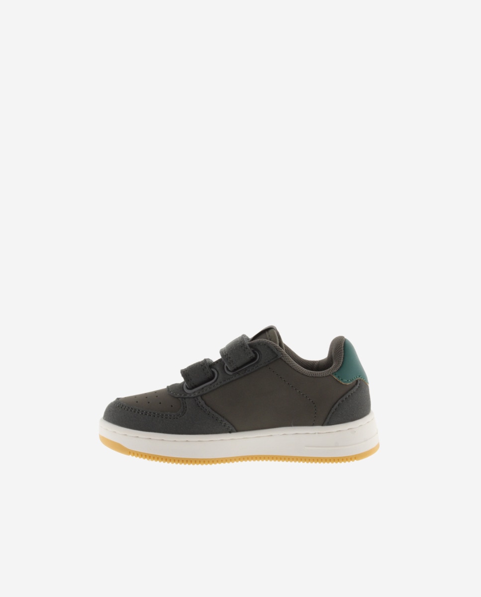Zapatillas deportivas de niños con piezas de serraje al tono y tiras adherentes - Victoria - Antracita Antracita-3