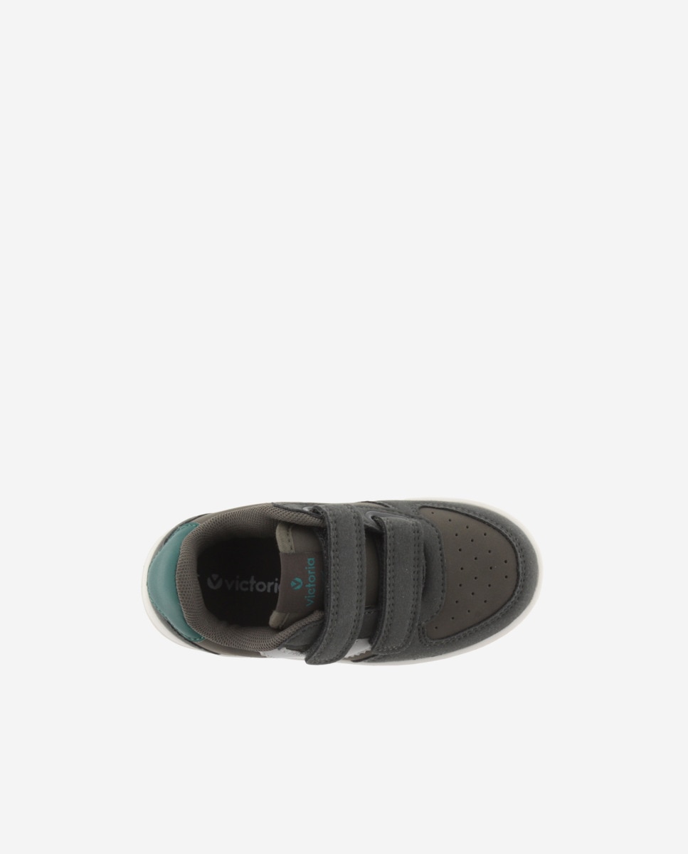 Zapatillas deportivas de niños con piezas de serraje al tono y tiras adherentes - Victoria - Antracita Antracita-4