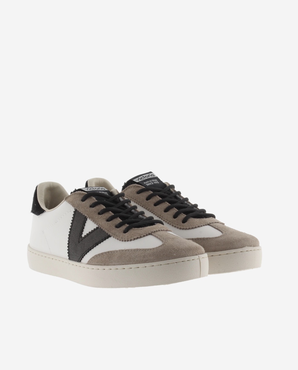 Zapatillas deportivas de mujer con piezas de serraje y borreguito y logotipo metalizado - Victoria - Negro Negro-5