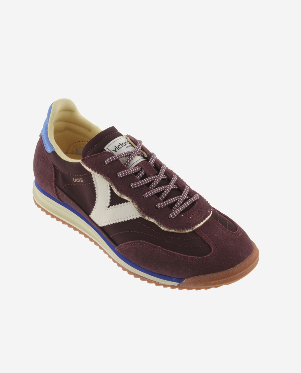 Zapatillas deportivas de mujer de nylon con piezas de color y serraje en contraste - Victoria - Burdeos Burdeos-3