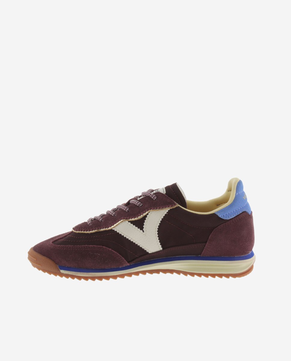 Zapatillas deportivas de mujer de nylon con piezas de color y serraje en contraste - Victoria - Burdeos Burdeos-2
