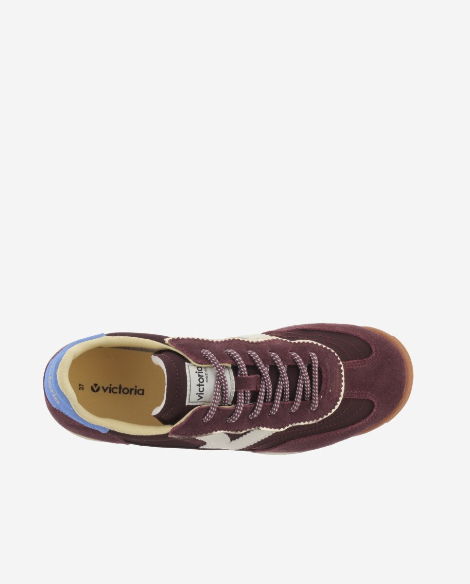 Zapatillas deportivas de mujer de nylon con piezas de color y serraje en contraste - Victoria - Burdeos Burdeos-4
