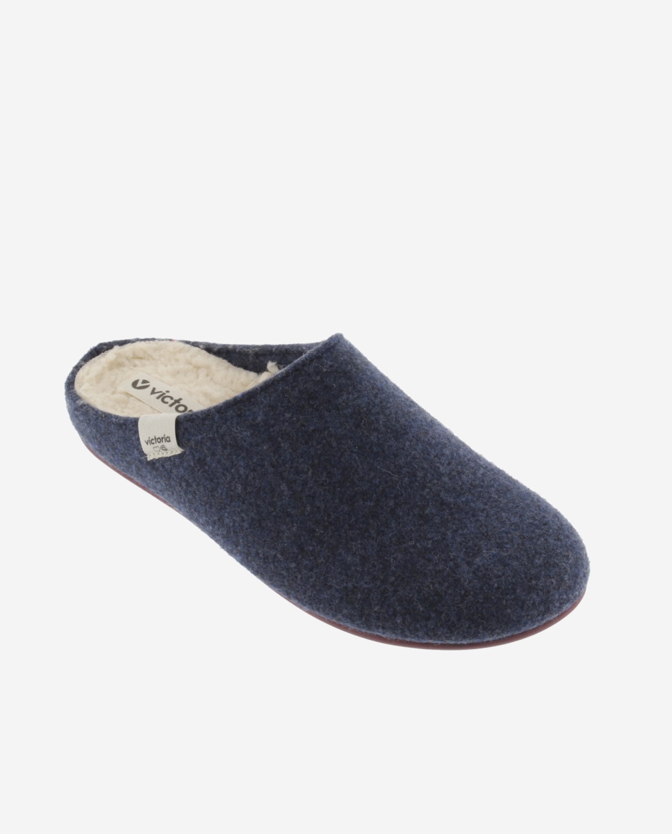Imagen 3 de Zapatillas de casa abiertas unisex de fieltro reciclado - Azul marino Azul marino
