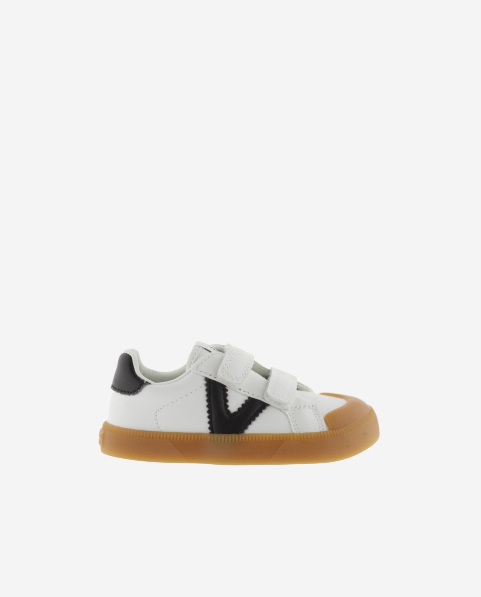 Imagen 1 de Zapatillas deportivas de niños barefoot con piezas en contraste y tiras adherentes Blanco