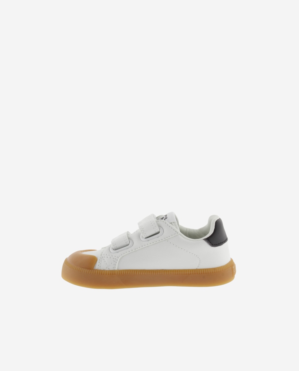 Imagen 3 de Zapatillas deportivas de niños barefoot con piezas en contraste y tiras adherentes - Victoria - Blanco Blanco