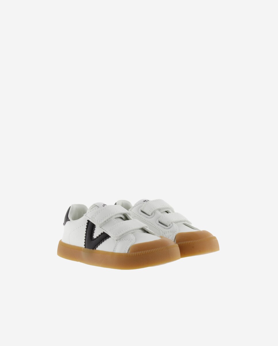 Imagen 5 de Zapatillas deportivas de niños barefoot con piezas en contraste y tiras adherentes - Victoria - Blanco Blanco