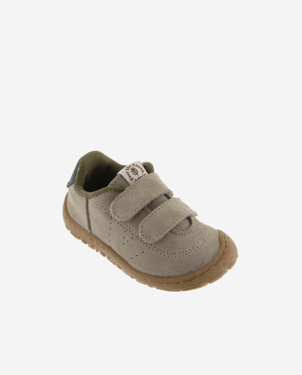 Zapatillas de niños barefoot de serraje con doble cierre adherente y logotipo troquelado - Victoria - Topo Topo-2