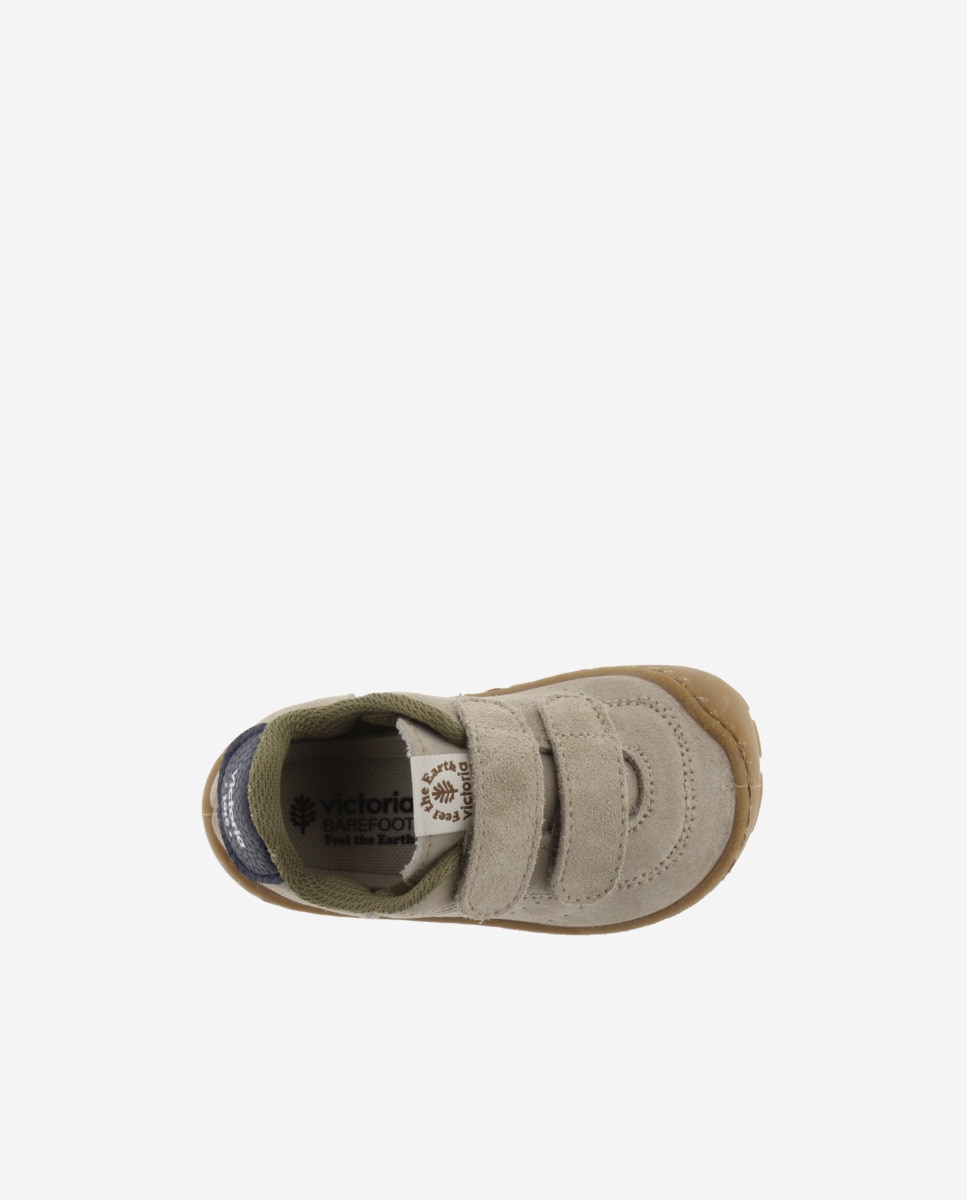 Zapatillas de niños barefoot de serraje con doble cierre adherente y logotipo troquelado - Victoria - Topo Topo-4