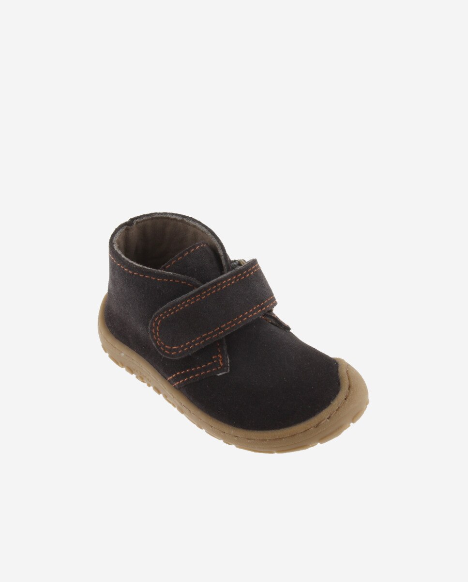 Botines de niños barefoot de serraje con tira adherente - Victoria - Antracita Antracita-2