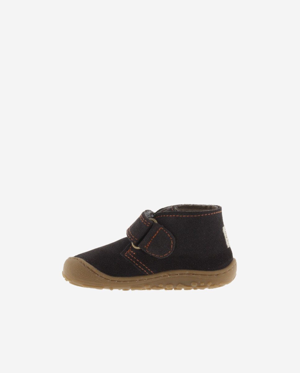 Botines de niños barefoot de serraje con tira adherente - Victoria - Antracita Antracita-3