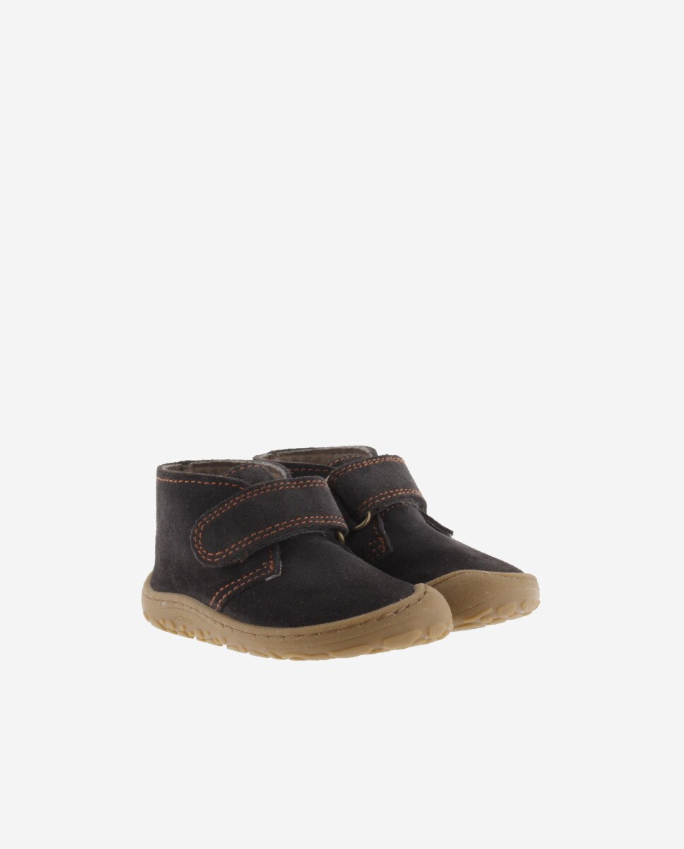 Botines de niños barefoot de serraje con tira adherente - Victoria - Antracita Antracita-5