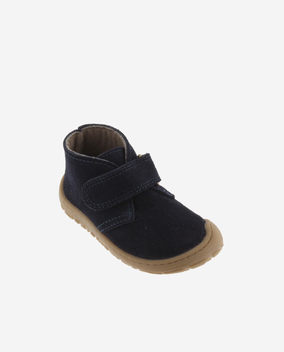 Botines de niños barefoot de serraje con tira adherente - Victoria - Azul marino Azul marino-2