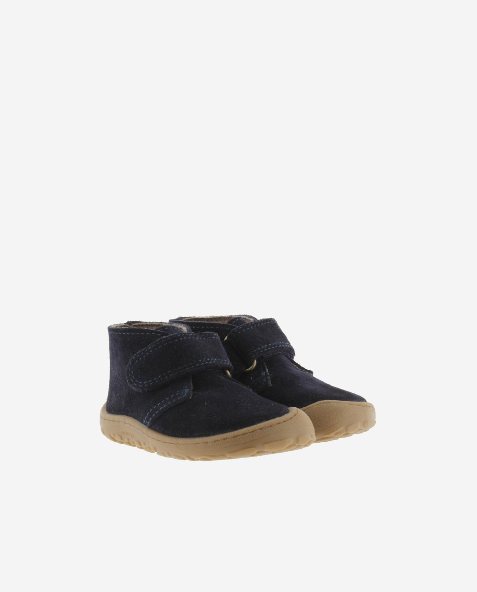Botines de niños barefoot de serraje con tira adherente - Victoria - Azul marino Azul marino-5