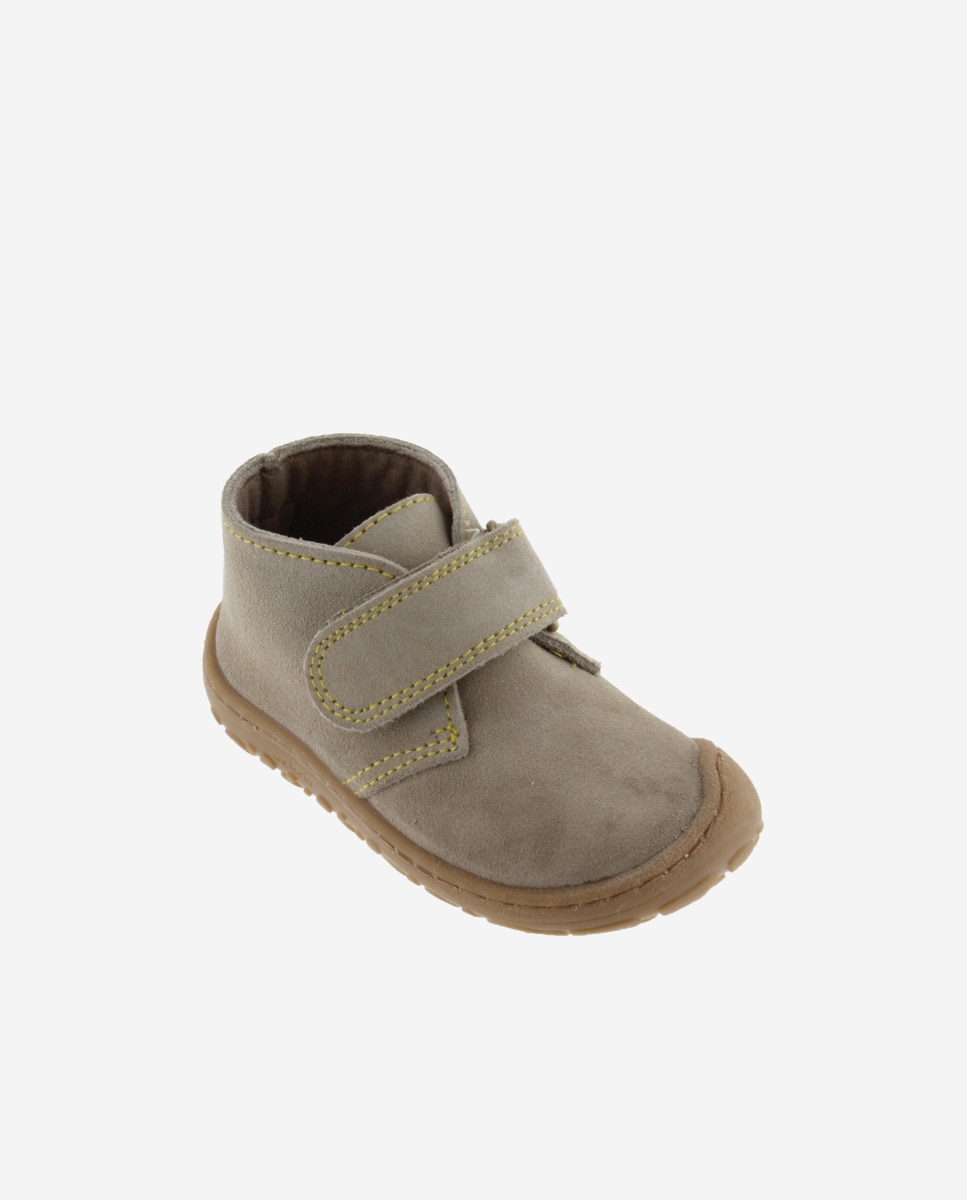 Botines de niños barefoot de serraje con tira adherente - Victoria - Topo Topo-2