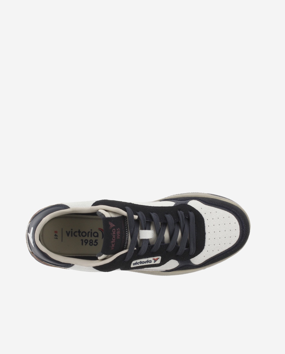 Imagen 4 de Zapatillas deportivas unisex de piel con piezas de color y serraje - Victoria - Azul marino Azul marino