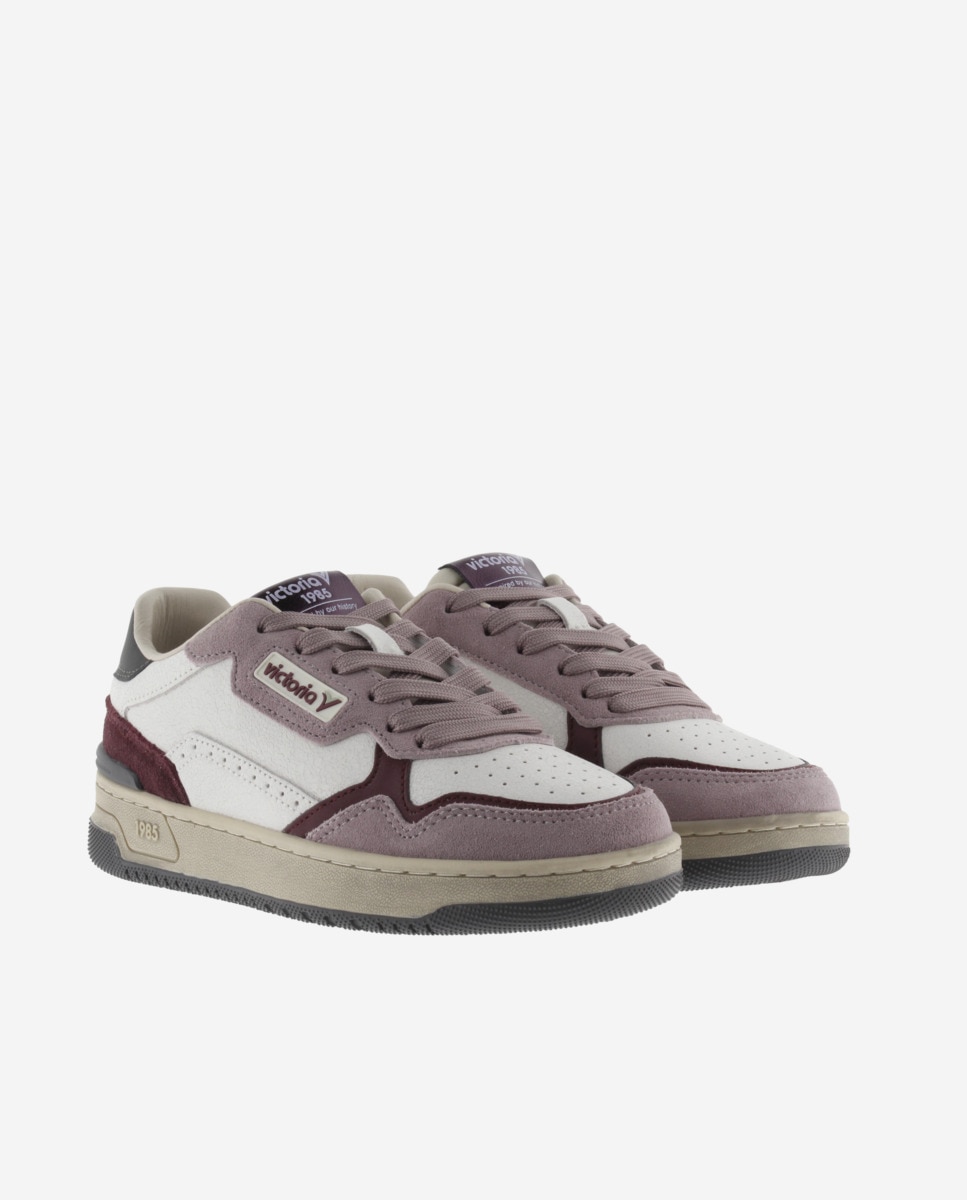 Imagen 5 de Zapatillas deportivas unisex de piel con piezas de color y serraje - Victoria - Rosa Rosa