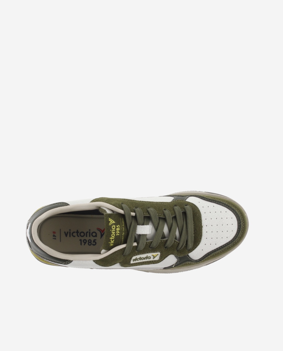 Imagen 4 de Zapatillas deportivas unisex de piel con piezas de color y serraje - Victoria - Kaki Kaki