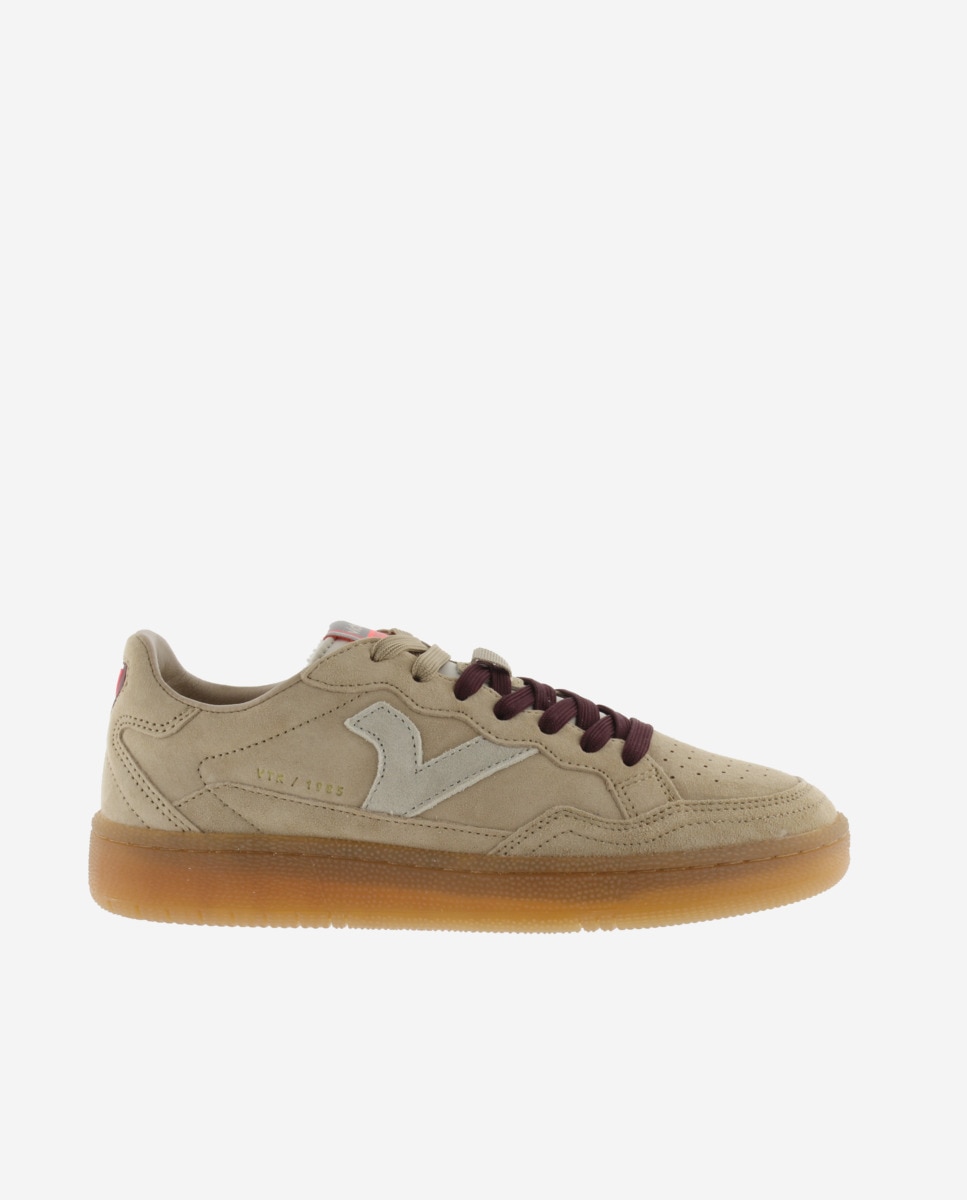 Imagen 1 de Zapatillas deportivas unisex de serraje con piezas de color y suela caramelo - Victoria - Beige Beige