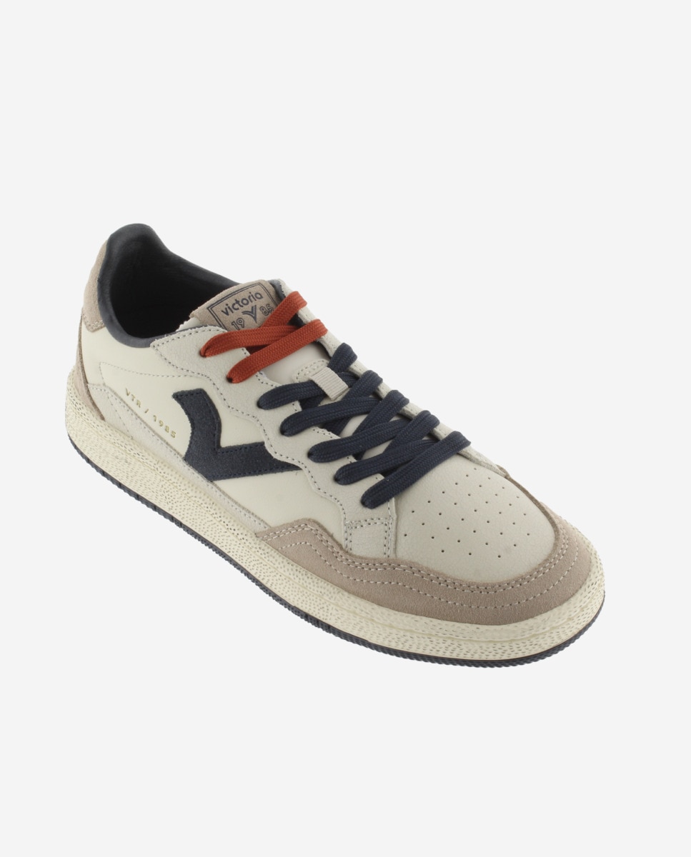 Zapatillas deportivas unisex de piel con piezas de serraje - Victoria - Azul marino Azul marino-3