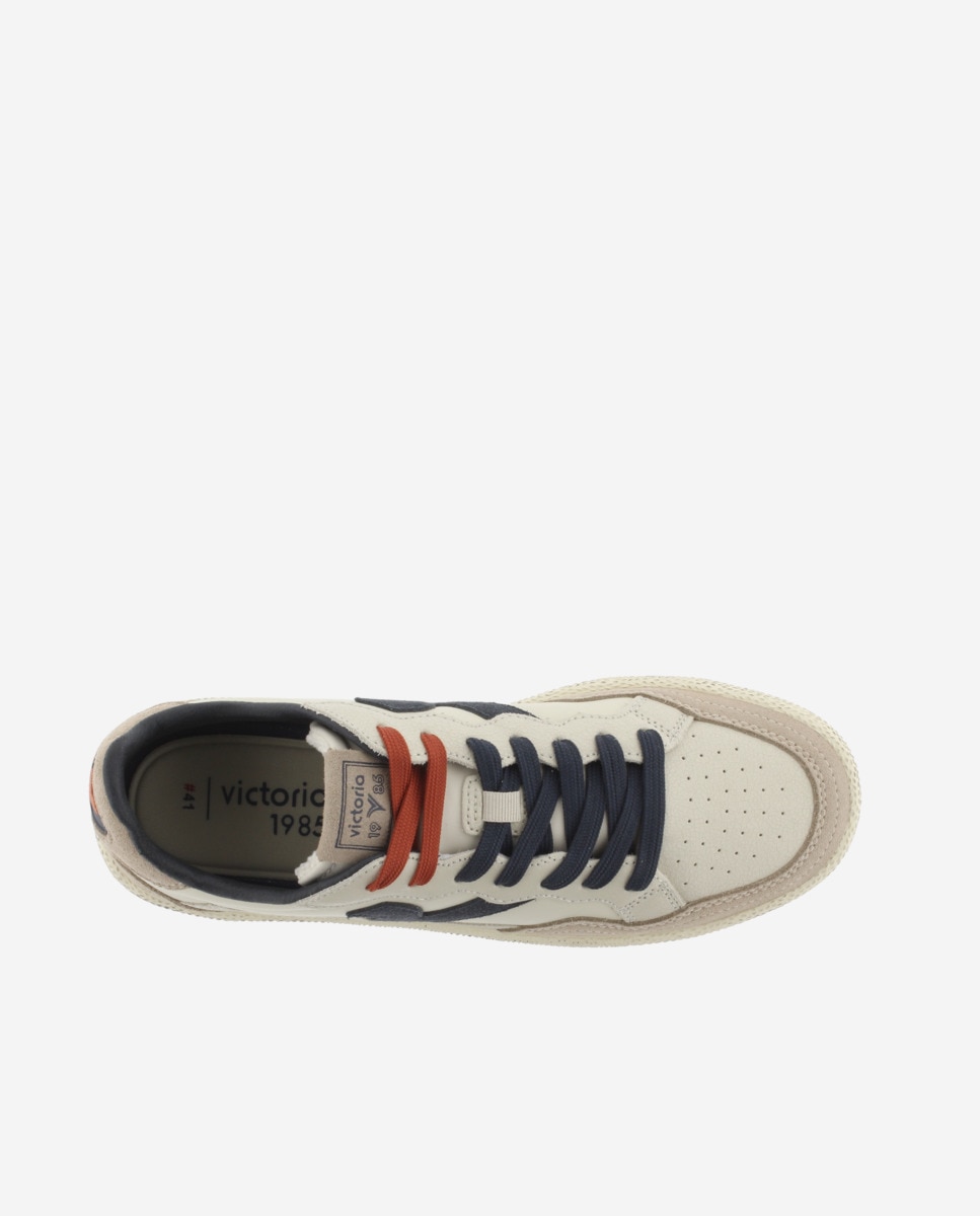 Zapatillas deportivas unisex de piel con piezas de serraje - Victoria - Azul marino Azul marino-4