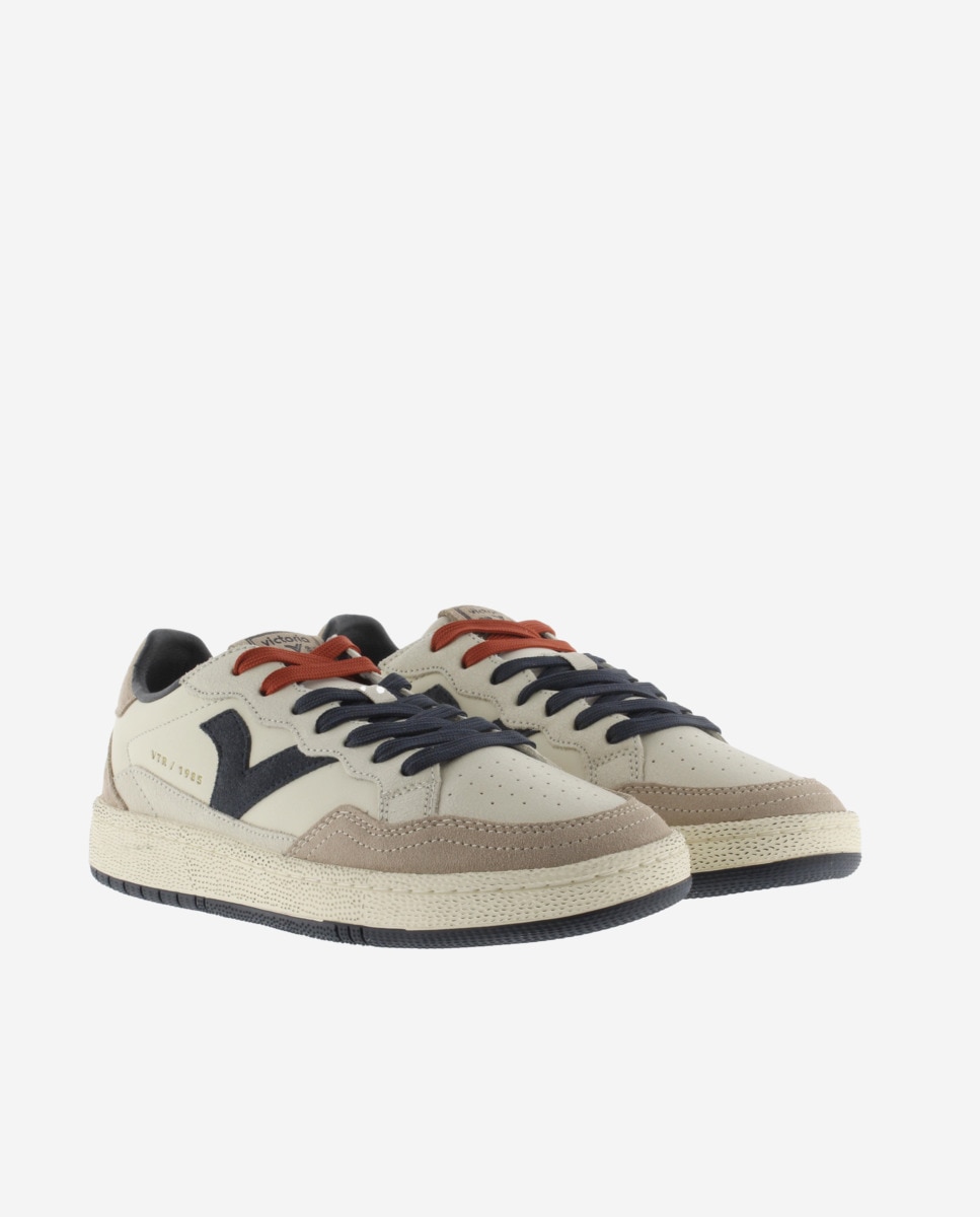 Zapatillas deportivas unisex de piel con piezas de serraje - Victoria - Azul marino Azul marino-5