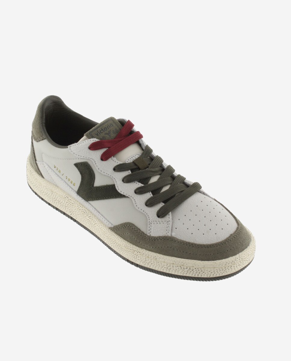 Zapatillas deportivas unisex de piel con piezas de serraje - Victoria - Verde Verde-3