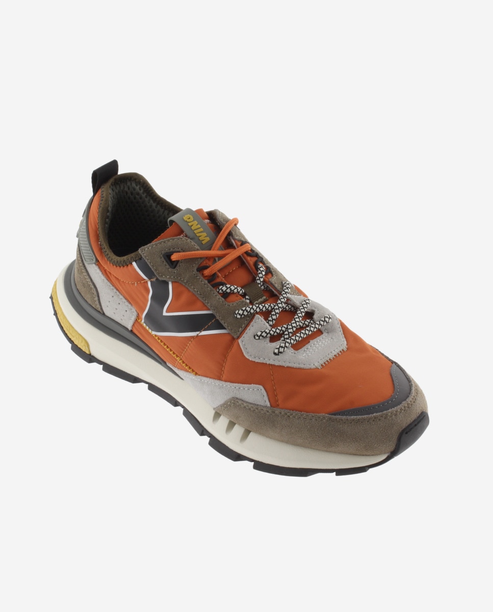 Zapatillas deportivas unisex con piezas de color y serraje - Victoria - Naranja Naranja-3