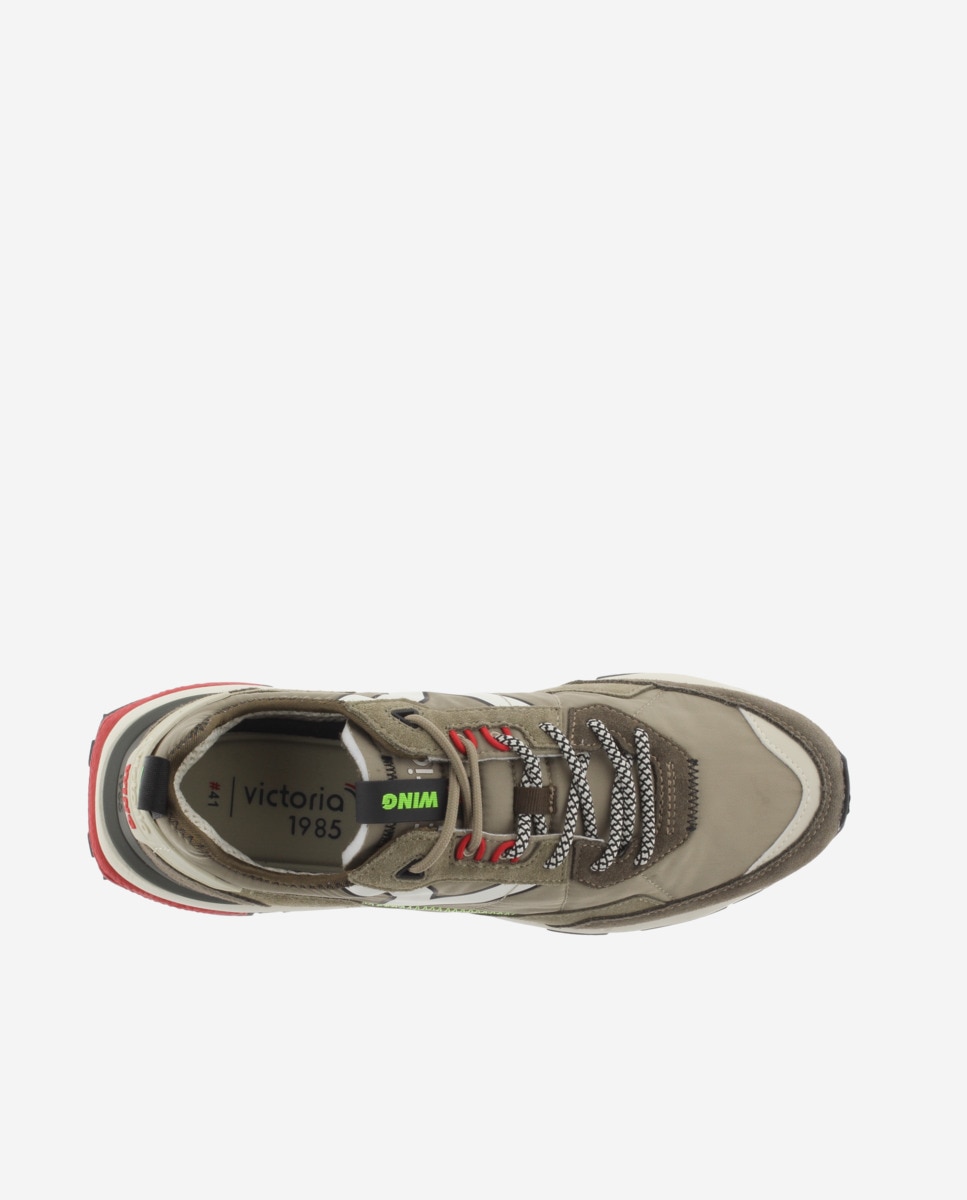 Zapatillas deportivas unisex con piezas de color y serraje - Victoria - Kaki Kaki-4
