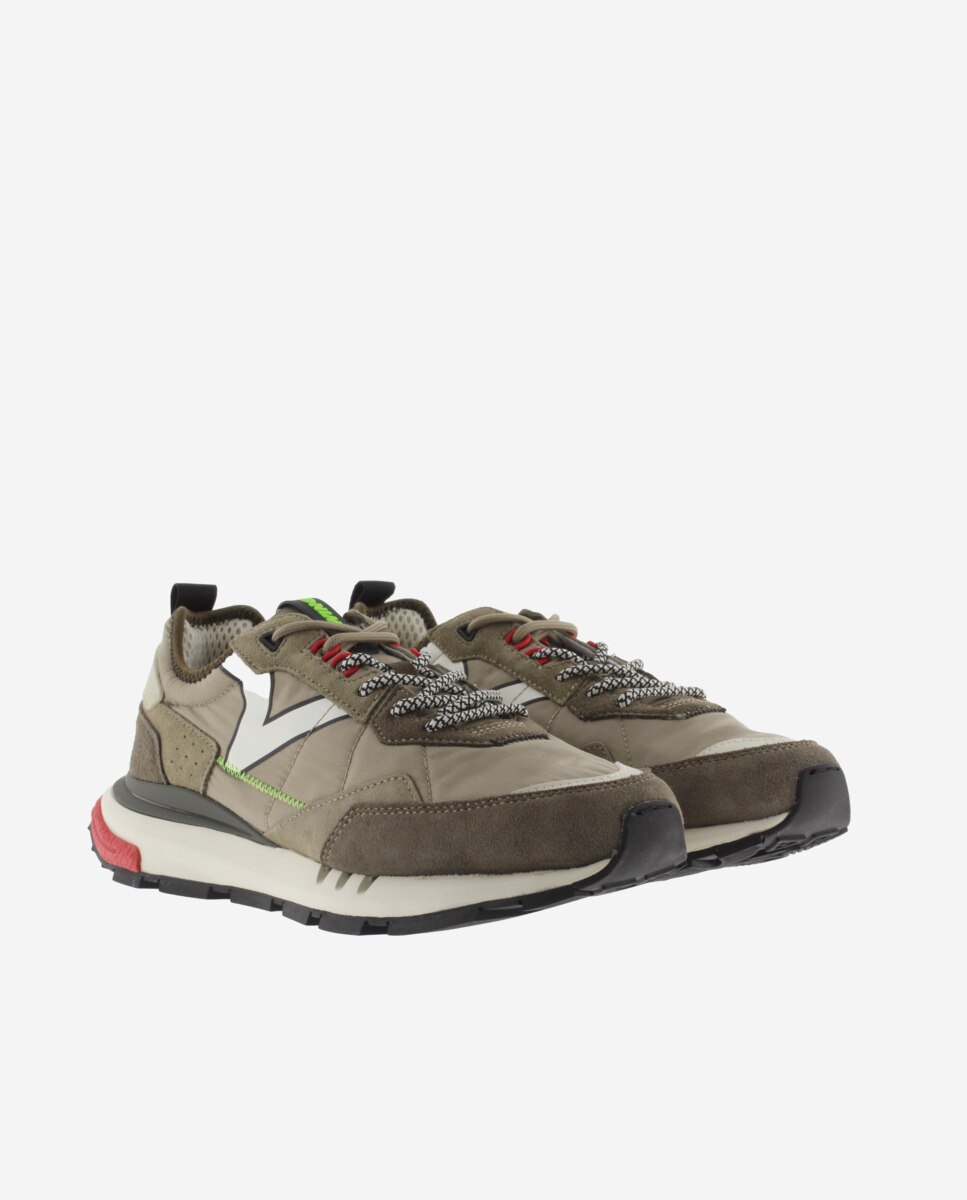 Zapatillas deportivas unisex con piezas de color y serraje - Victoria - Kaki Kaki-5