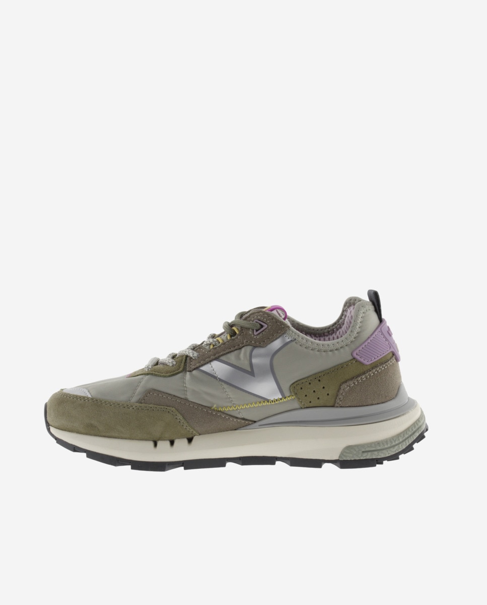 Zapatillas deportivas unisex con piezas de color y serraje - Victoria - Verde grisáceo Verde grisáceo-2