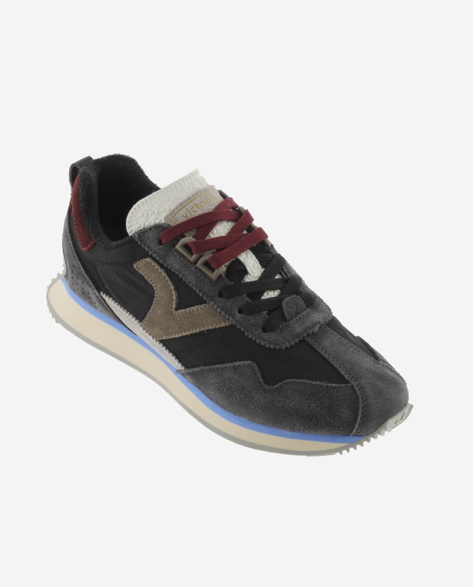 Zapatillas deportivas unisex de nylon con piezas de serraje - Victoria - Negro Negro-4