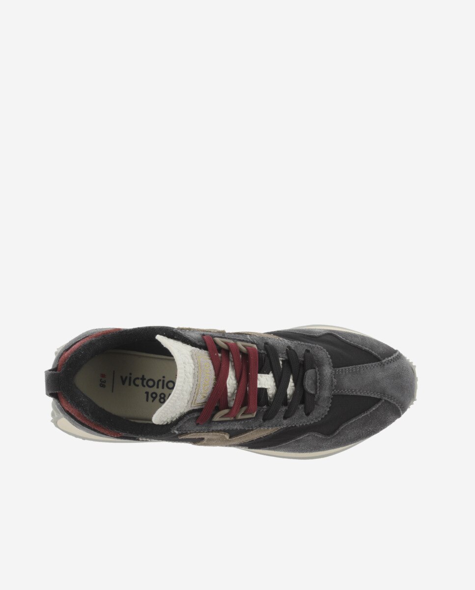 Zapatillas deportivas unisex de nylon con piezas de serraje - Victoria - Negro Negro-2