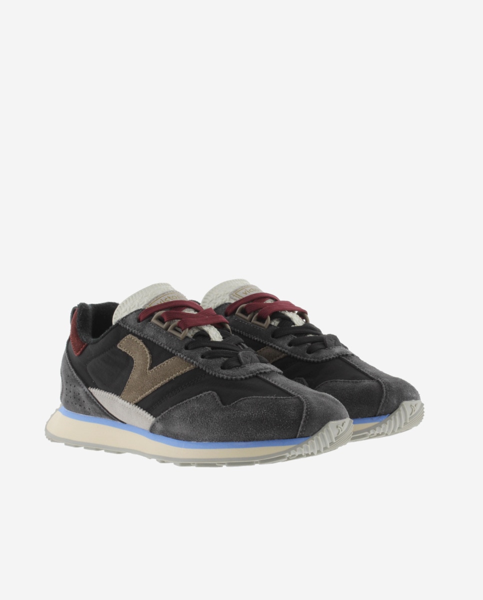 Zapatillas deportivas unisex de nylon con piezas de serraje - Victoria - Negro Negro-5