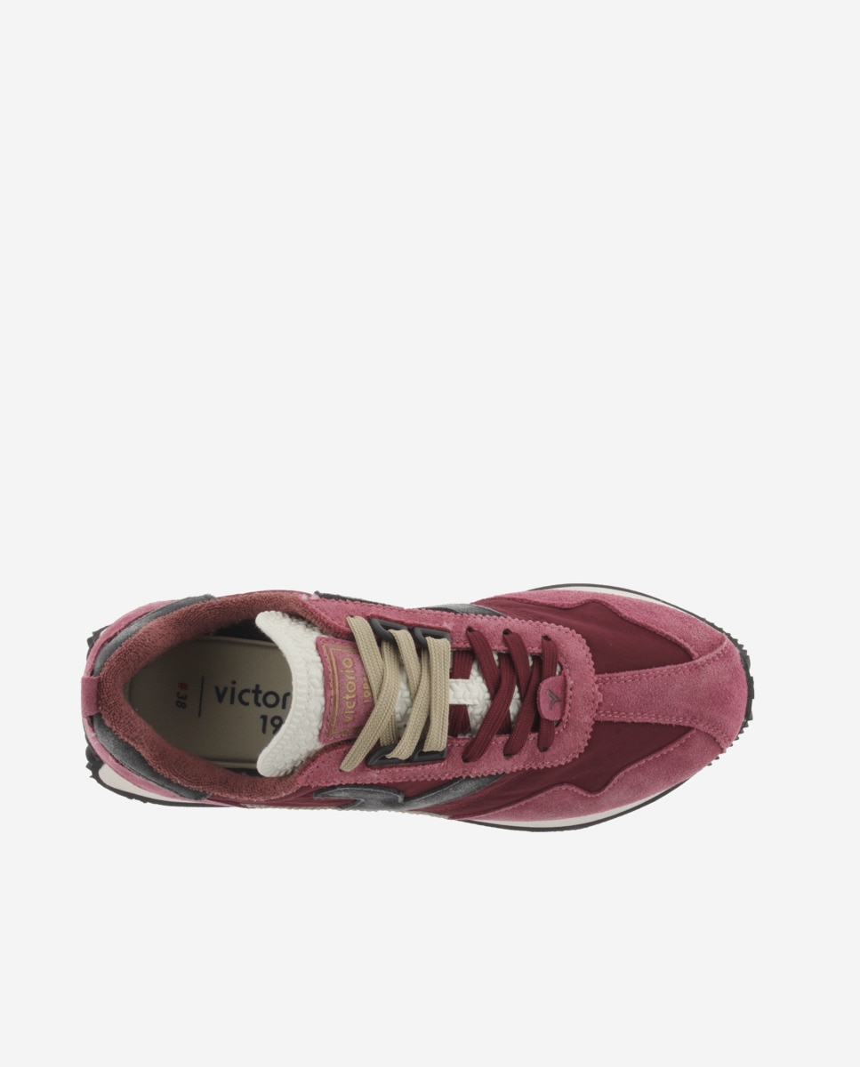 Zapatillas deportivas unisex de nylon con piezas de serraje - Victoria - Burdeos Burdeos-4