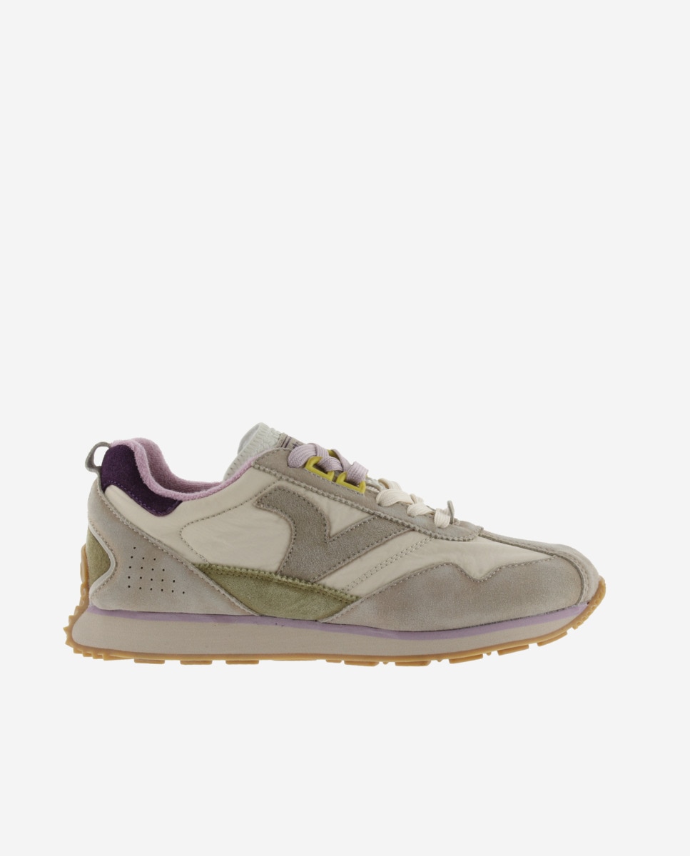 Zapatillas deportivas unisex de nylon con piezas de serraje - Victoria - Beige Beige-1