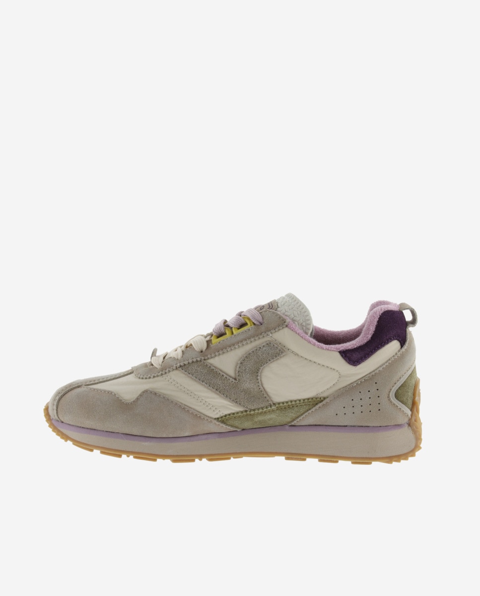 Zapatillas deportivas unisex de nylon con piezas de serraje - Victoria - Beige Beige-2