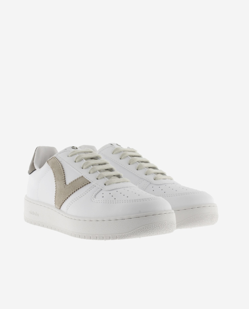 Zapatillas deportivas unisex con piezas de color en contraste y puntera perforada - Victoria - Topo Topo-5