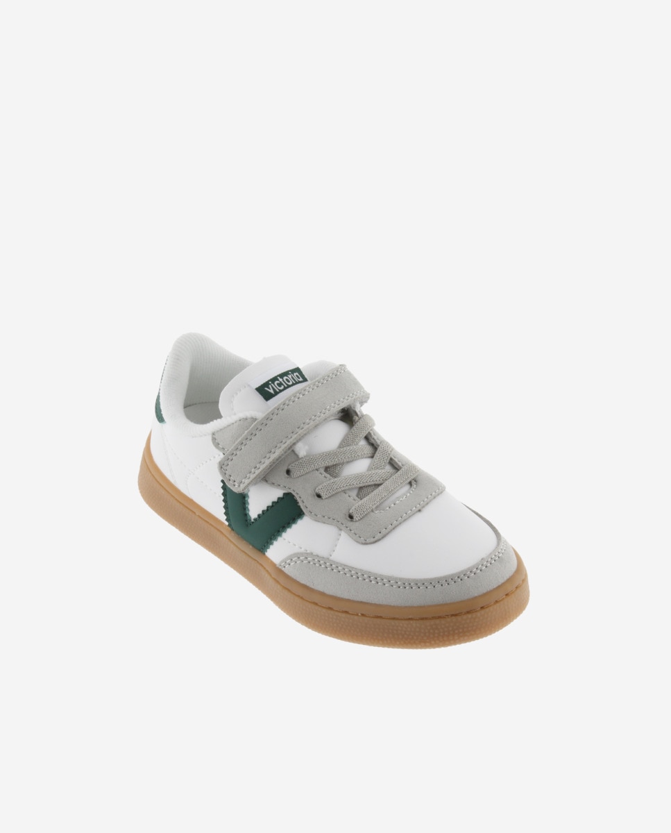 Zapatillas deportivas de niños con piezas de color y suela caramelo - Victoria - Verde Verde-2