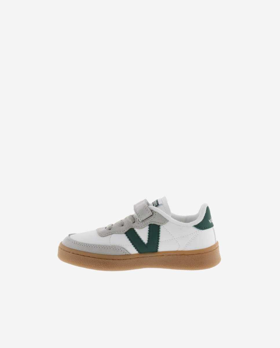 Zapatillas deportivas de niños con piezas de color y suela caramelo - Victoria - Verde Verde-3